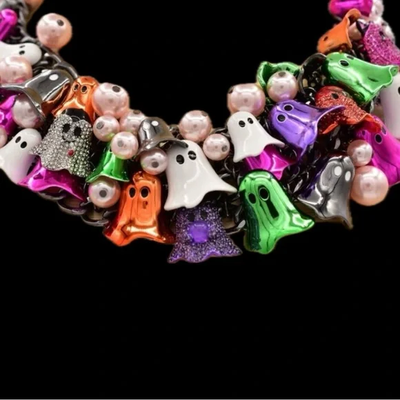NWT ⚜️🖤⚜️ Betsey Johnson 2025 Limited Edition Ghost Charm Statement Necklace - Picture 13 of 16